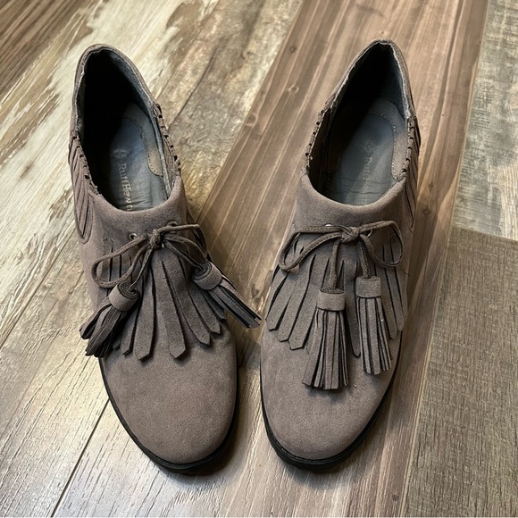 Ruff Hewn Womens Ginger Suede Block Heel Tie Tassel Fringe Gray Bootie Size 9 - Picture 13 of 13